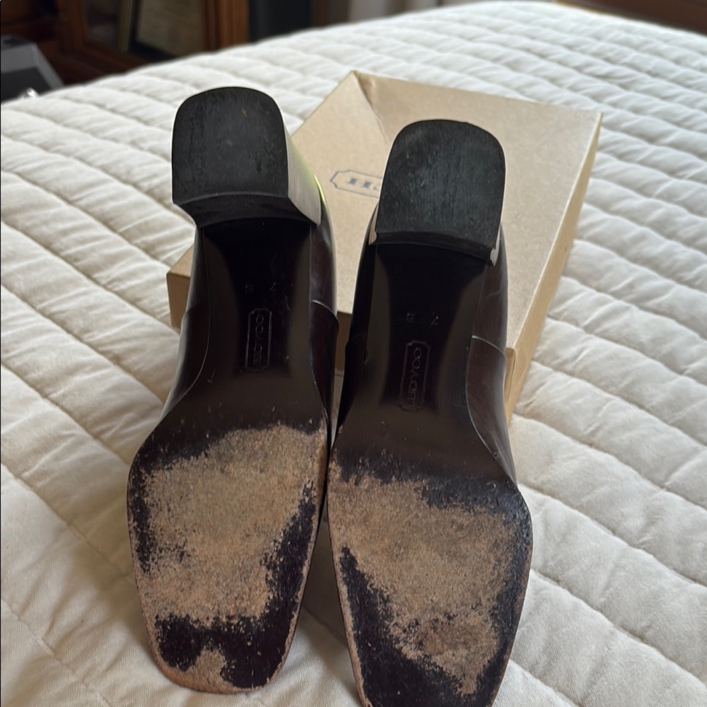 Coach Dark Brown Women's Block Heel Shoes - Picture 6 of 6